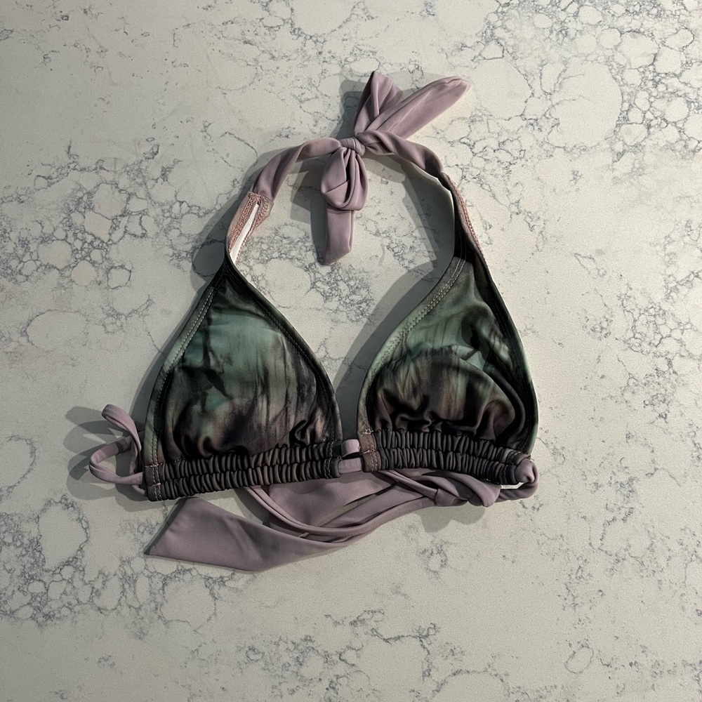 Hurley lavender and green tie dye bikini top